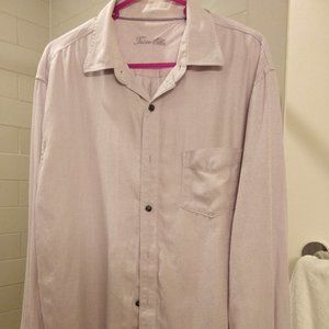 Men's Tasso Elba Lavender Striped Shirt - L, Neck 16-16.5